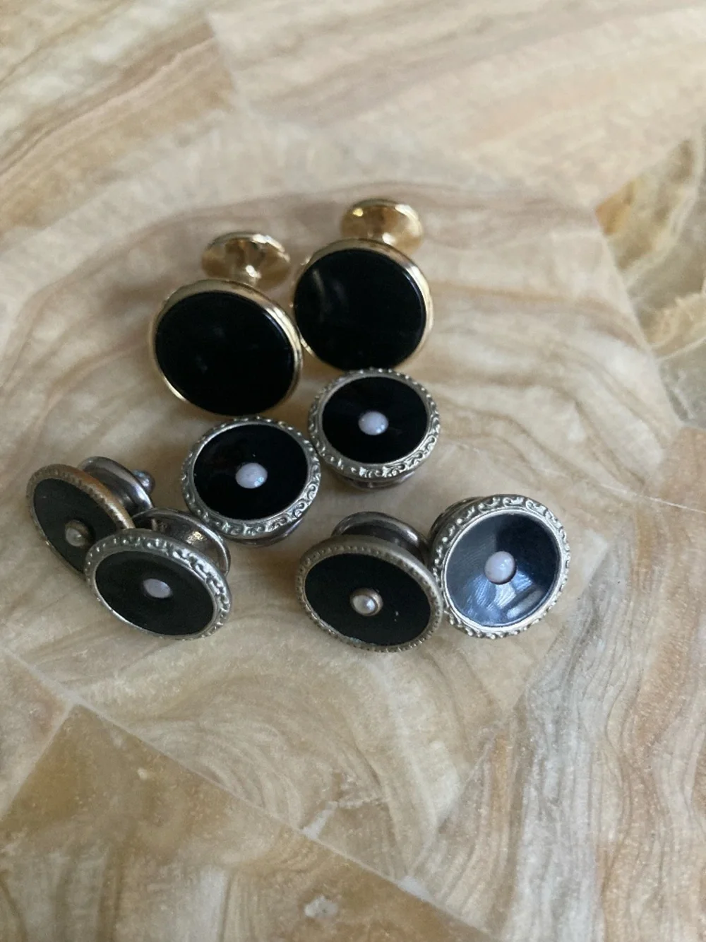 Antique 1922  Shields Black Cufflinks & Baer Wilde Shirt Studs
